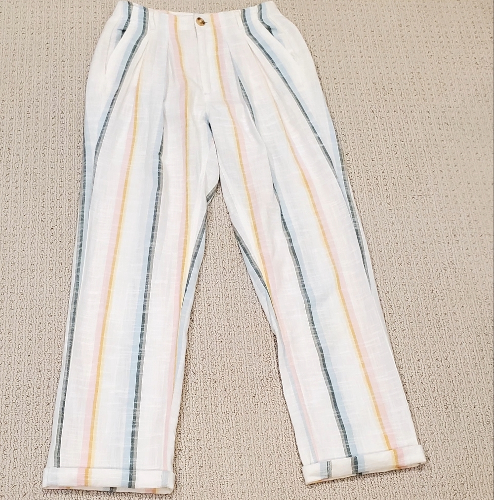 BillaBong+Salty Blonde New Moves Gauzy Cotton White/Stripes Pants, 26, Like New - Picture 6 of 16